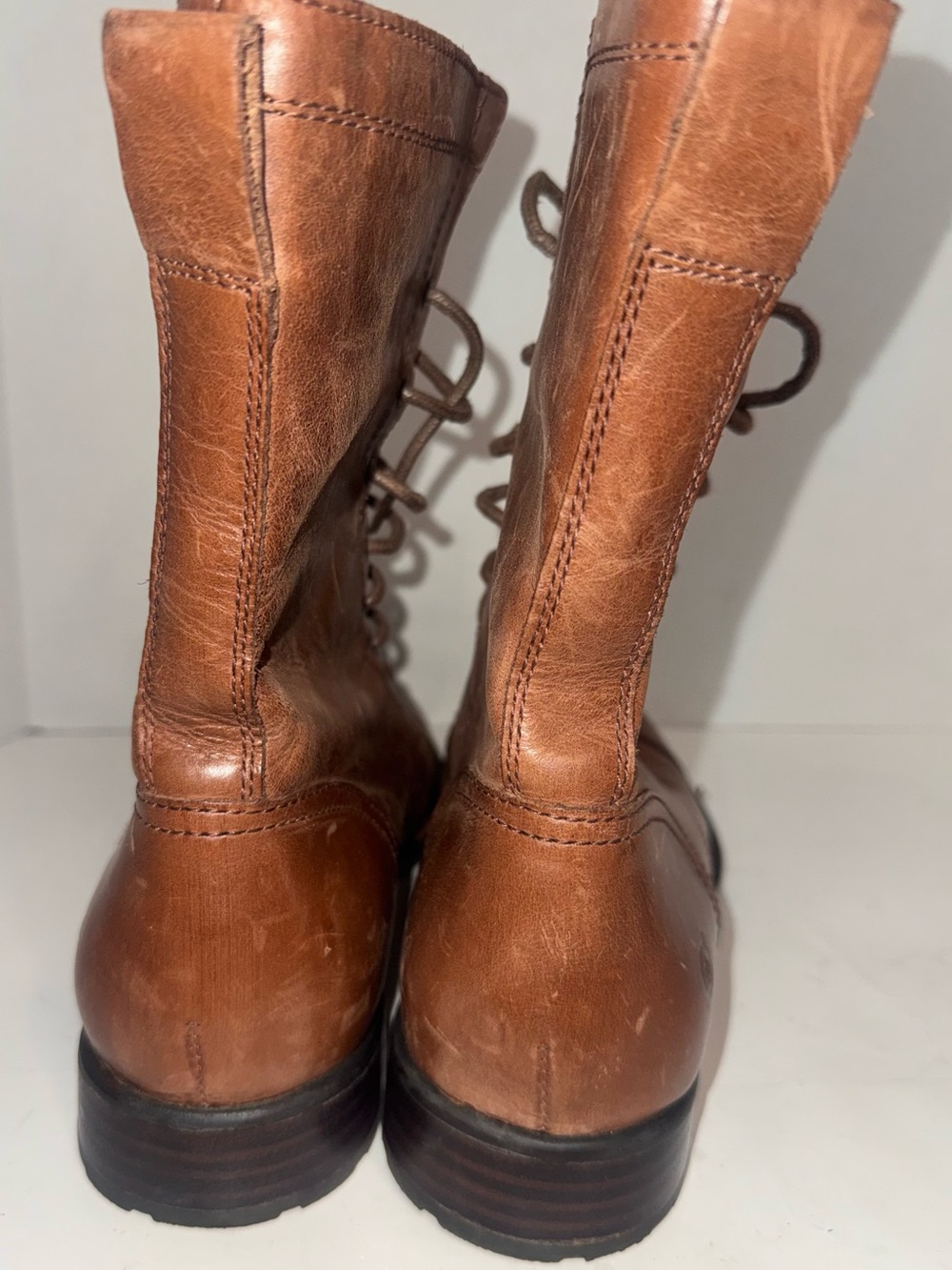 WOMEN'S BORN BROWN LEATHER COMBAT BOOTS SZ 10 EU 42 LACE UP UTILITY GRUNGE - Picture 5 of 7